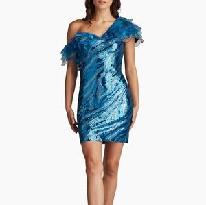 SHO By Tadashi Shoji One Shoulder Sequin Mini Dress
